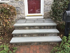 3 step stoop westchester real natural stone veneer bluestone treads edge flagging red brick walk porch